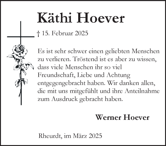 Traueranzeige von Käthi Hoever von NNA