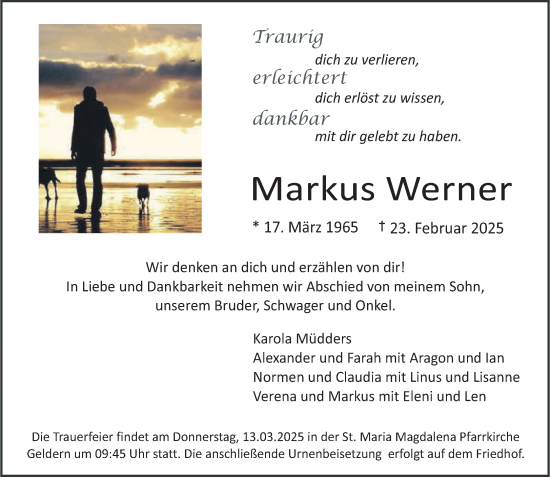 Traueranzeige von Markus Werner von NNA